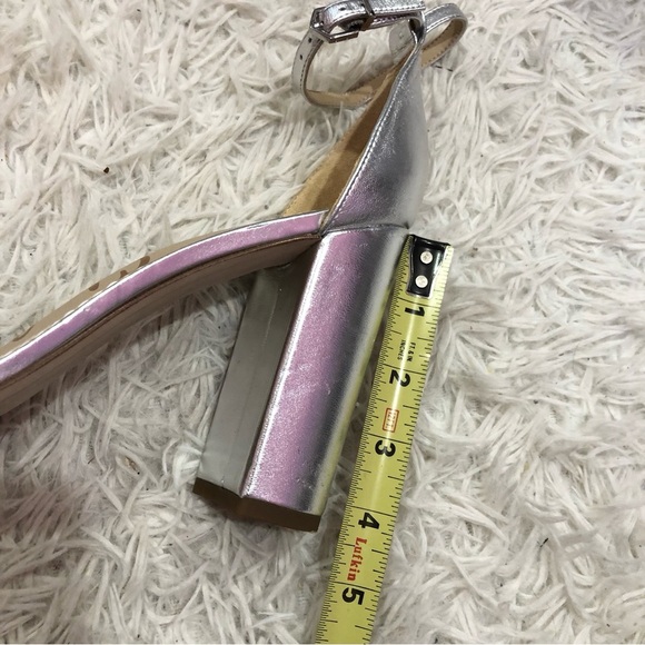 Sam Edelman Yaro Leather Block Heels Silver Metallic Size‎ 10 - Picture 10 of 11